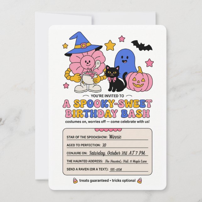 Spooky Sweet Halloween Birthday Invitation (Front)