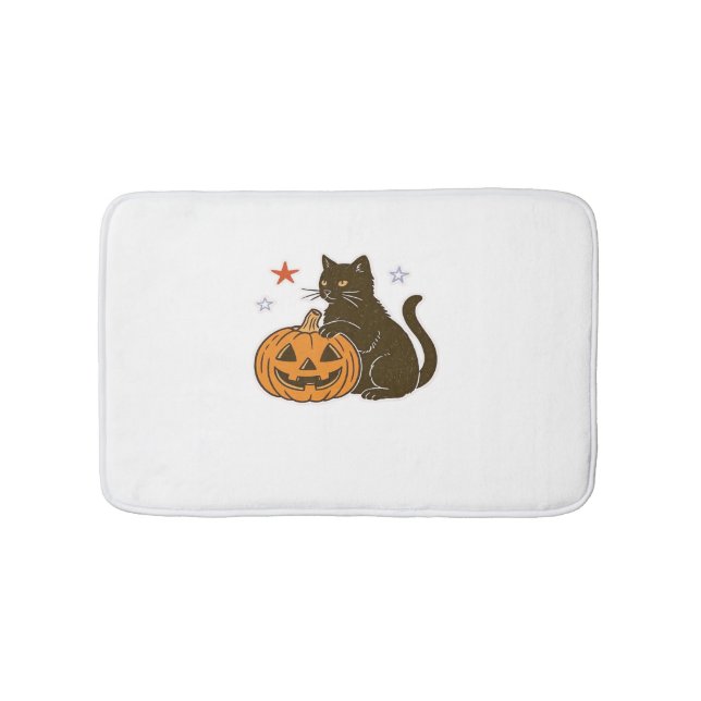Spooky Sweet Halloween Kitty Classic T-Shirt Bath Mat (Front)