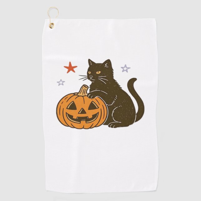Spooky Sweet Halloween Kitty Classic T-Shirt Golf Towel (Front)