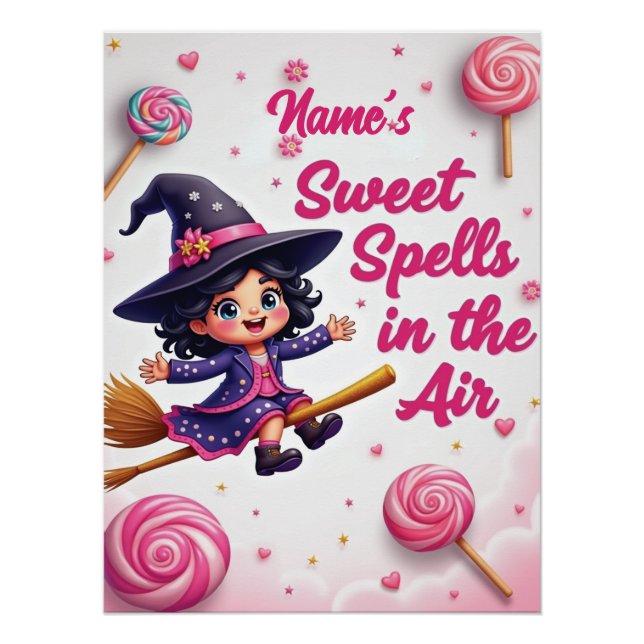 Spooky-Sweet Personalised Halloween Kids Room Poster (Front)