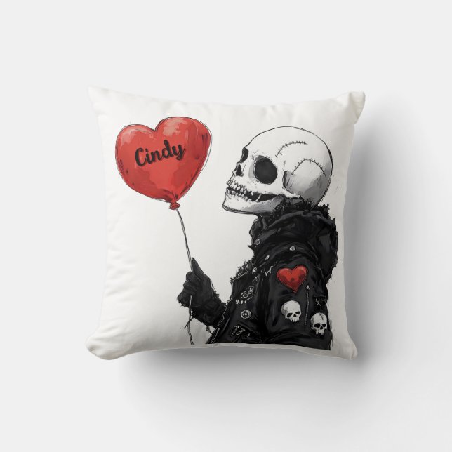 Spooky Sweetheart -Customizable Skull with Balloon Cushion (Front)