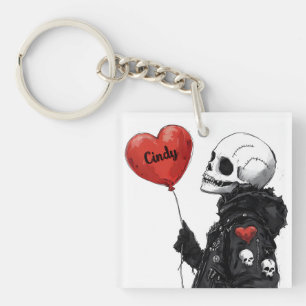 Spooky Sweetheart -Customizable Skull with Balloon Key Ring