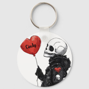 Spooky Sweetheart -Customizable Skull with Balloon Key Ring