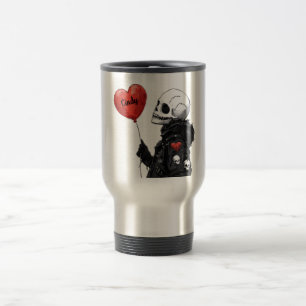 Spooky Sweetheart -Customizable Skull with Balloon Travel Mug