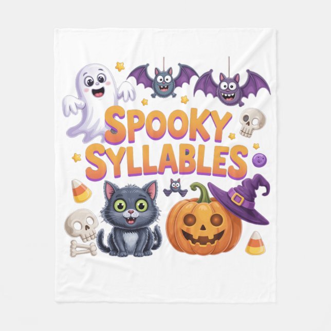 Spooky Syllables Fleece Blanket (Front)