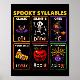 Spooky Syllables Halloween Reading Teacher  Poster