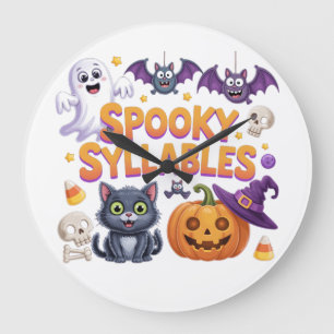 Spooky Syllables Large Clock