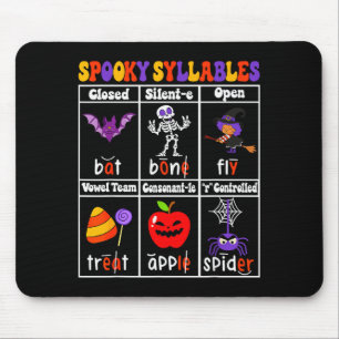 Spooky Syllables Teacher Funny Halloween Education Mouse Mat