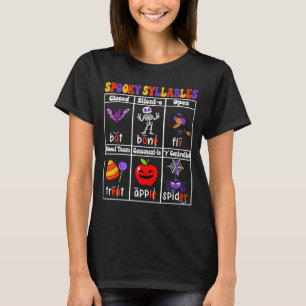 Spooky Syllables Teacher Funny Halloween Education T-Shirt