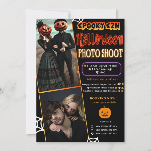 Spooky Szn Glow Halloween Photo Shoot Photography Invitation (Front)
