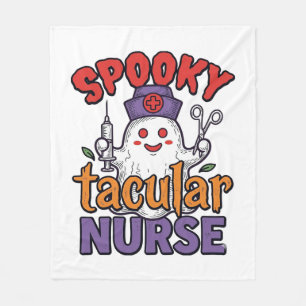 Spooky Tacular Nurse Halloween Ghost Shirt Design_ Fleece Blanket