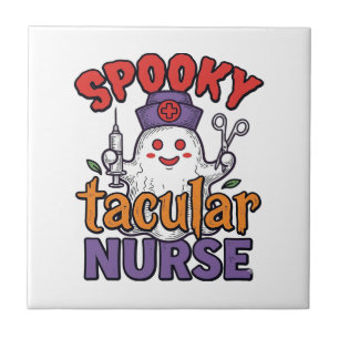 Spooky Tacular Nurse Halloween Ghost Shirt Design_ Tile