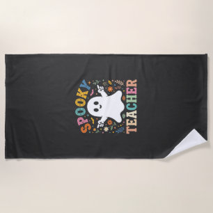 Spooky Teacher Cute Ghost Halloween Design_1 Beach Towel