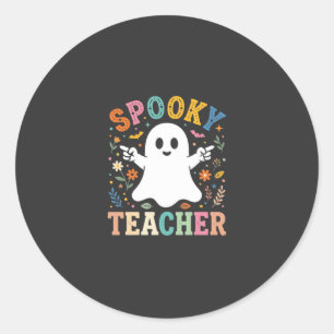 Spooky Teacher Cute Ghost Halloween Design_1 Classic Round Sticker