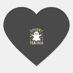 Spooky Teacher Cute Ghost Halloween Design_1 Heart Sticker