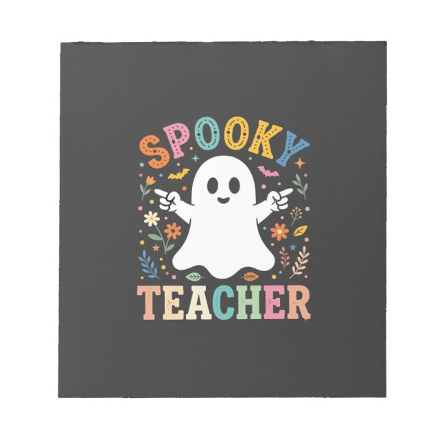 Spooky Teacher Cute Ghost Halloween Design_1 Notepad (Front)