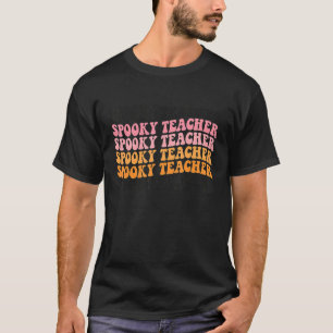Spooky Teacher Cute Retro Halloween Skeleton Party T-Shirt