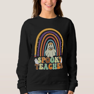 Spooky Teacher Groovy Retro Ghost Teacher Hallowee Sweatshirt