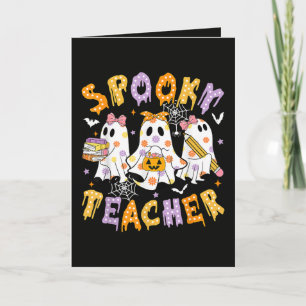 Spooky Teacher Groovy Teacher Halloween Holiday Card