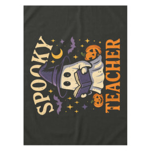 Spooky Teacher Halloween Cute Ghost Reading Tablecloth
