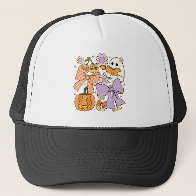 Spooky Teacher Halloween Trucker Hat (Front)