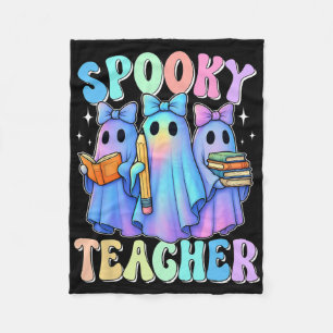 Spooky Teacher Pastel Galaxy Ghost Halloween Trick Fleece Blanket
