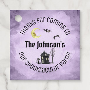 Spooky Thanks Purple Halloween Costume Party Favour Tags