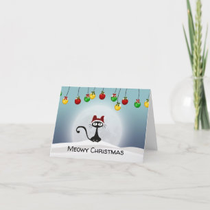 Spooky The Christmas Black Cat Holiday Card