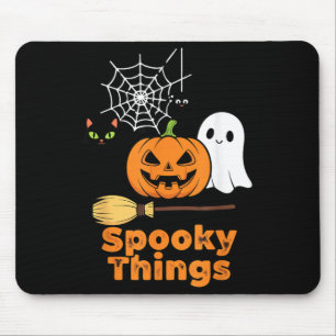 Spooky Things Cute Halloween Pumpkin Ghost Black Mouse Mat