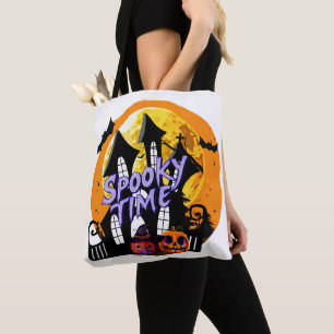 Spooky Time Haunted House Halloween Tote Bag