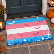Spooky Trans Pride Flag Halloween Graveyard