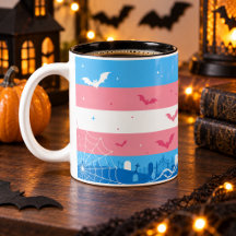 Spooky Trans Pride Flag Halloween Graveyard