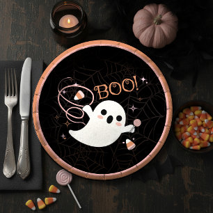 Spooky Treats Friendly Ghosts BOO ID1325 Paper Plate