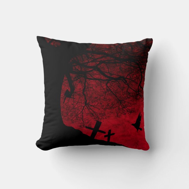 Spooky Tree and Cemetery Cushion (Front)