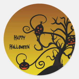Spooky Tree And Jack O’ Lantern Halloween Stickers