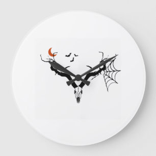 Spooky tree deer antlers large clock