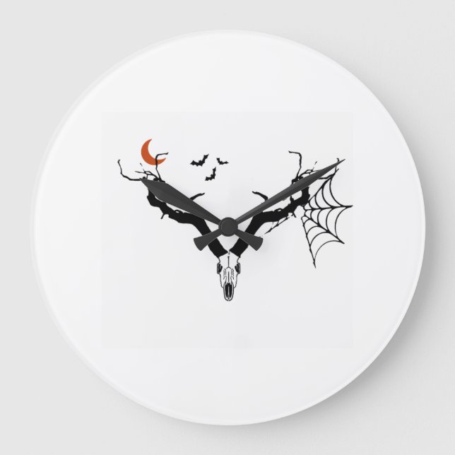 Spooky tree deer antlers large clock (Front)