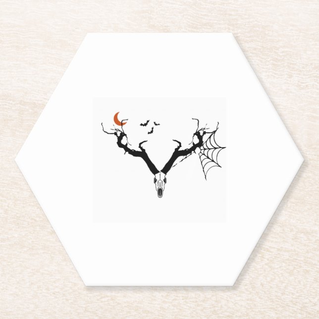 Spooky tree deer antlers   paper coaster (Front)