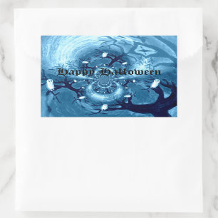 Spooky Tree Owls Custom Rectangular Sticker