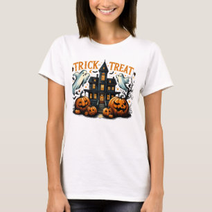 Spooky trick-or-treat at an old mansion T-Shirt