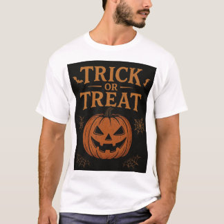 Spooky “Trick or Treat” Halloween Pumpkin Design  T-Shirt
