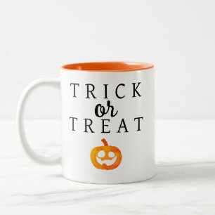 Spooky Trick Or Treat Jack-o'-lantern Halloween Two-Tone Coffee Mug