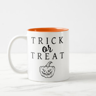 Spooky Trick Or Treat Jack-o'-lantern Halloween Two-Tone Coffee Mug