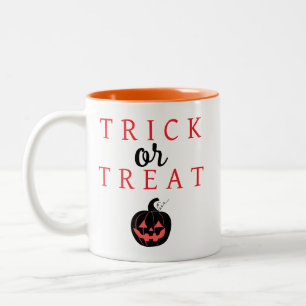 Spooky Trick Or Treat Jack-o'-lantern Halloween Two-Tone Coffee Mug