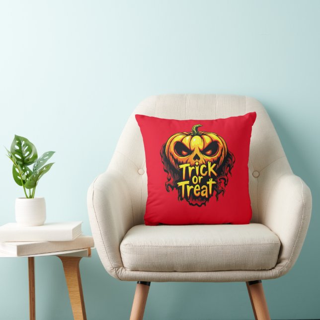 Spooky "Trick or Treat" Pumpkin Halloween Art Cushion (Chair)