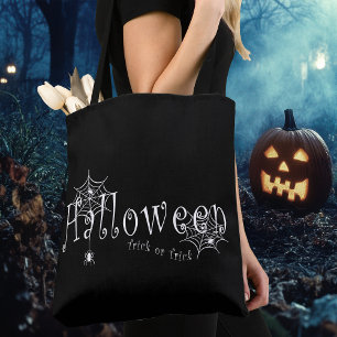 Spooky Trick or Trick Halloween Spider Design Tote Bag