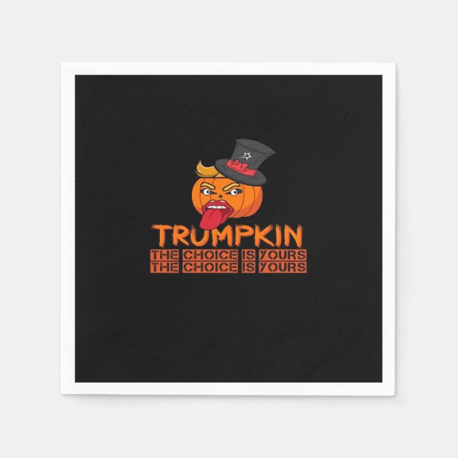 Spooky Trumpkin Halloween Top Hat & Tongue Out– Is Napkin (Front)