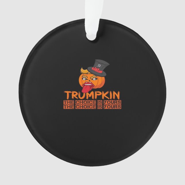 Spooky Trumpkin Halloween Top Hat & Tongue Out– Is Ornament (Front)