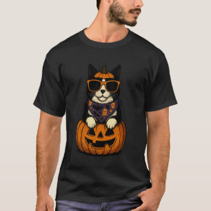 Spooky Tuxedo Cat Pumpkin Halloween Cat Lover T-Shirt