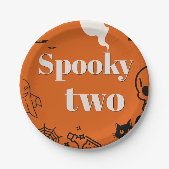 SPOOKY TWO BIRTHDAY PLATES (Front)